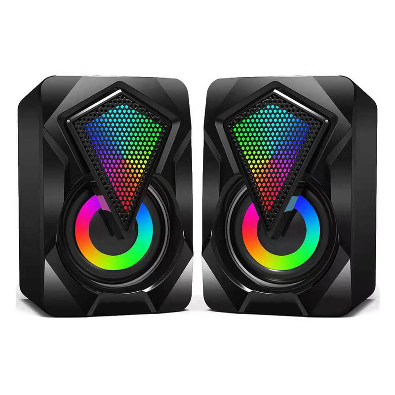スポット新プライベートモデルデスクトップオーディオサブウーファー3Dステレオコンピュータ小型スピーカーUSB有線RGB照明付き|undefined