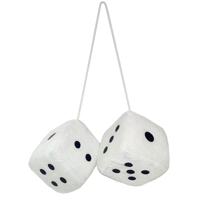 Aliexpress Amazon Wish Cross-Border Trade Plush Dice Car Pendant Dice Ornament Car Hanging Rearview Mirror Dropshipping (Car hanging) - glossy-short-velvet-style-white