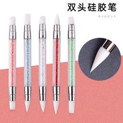 Dual-Head Silicone Pen Set of 5, Nail Art Stenciled Carving Flower Pen, Nail Glue Head Pen, Clay Tool