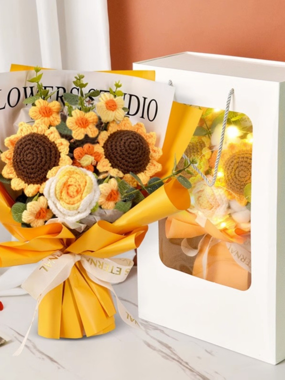 2024 nuevo día del maestro girasol de alta calidad tejido a mano ramo de flores regalos de cumpleaños para chicas maestros prácticos para hombres