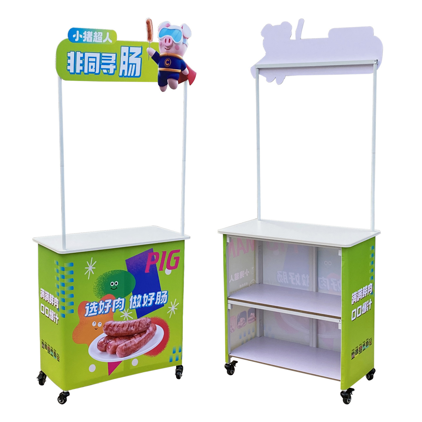Estand de promoción plegable estand de exhibición estand pequeño carrito supermercado prueba de mesa empuje tabla móvil portátil publicidad estante de exhibición