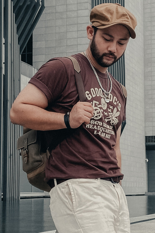 Ami Khaji Heavy American Vintage Letter Military Printed T-shirt Men's Cotton Round Neck Short Sleeve T-shirt for Summer