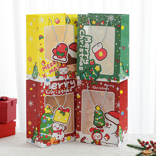 Christmas Gift Bag with Window, Christmas Gift Return Gift, Satchel Paper Bag, Christmas Eve Apple Packaging Gift Bag Batch