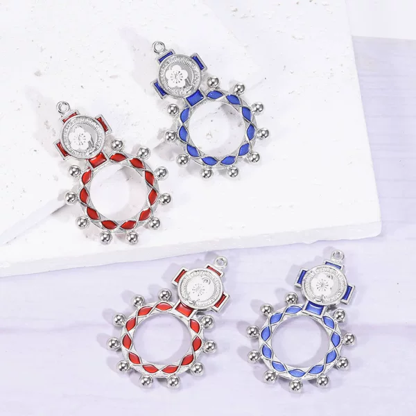 Cross-Border Alloy Virgin Mary Ring for Prayer and Blessing, Religious Vintage Ring with Cross Pendant Accessories