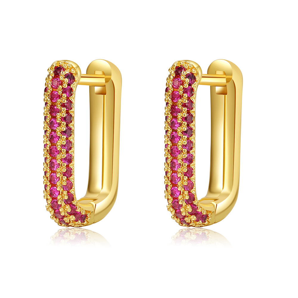 Fashion U Shape Copper Plating Zircon Earrings 1 Pair