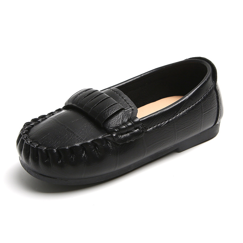 One Step Small Leather Soft Sole Versatile Single Boys and Girls Casual Bean Children's Shoes_voghion.com