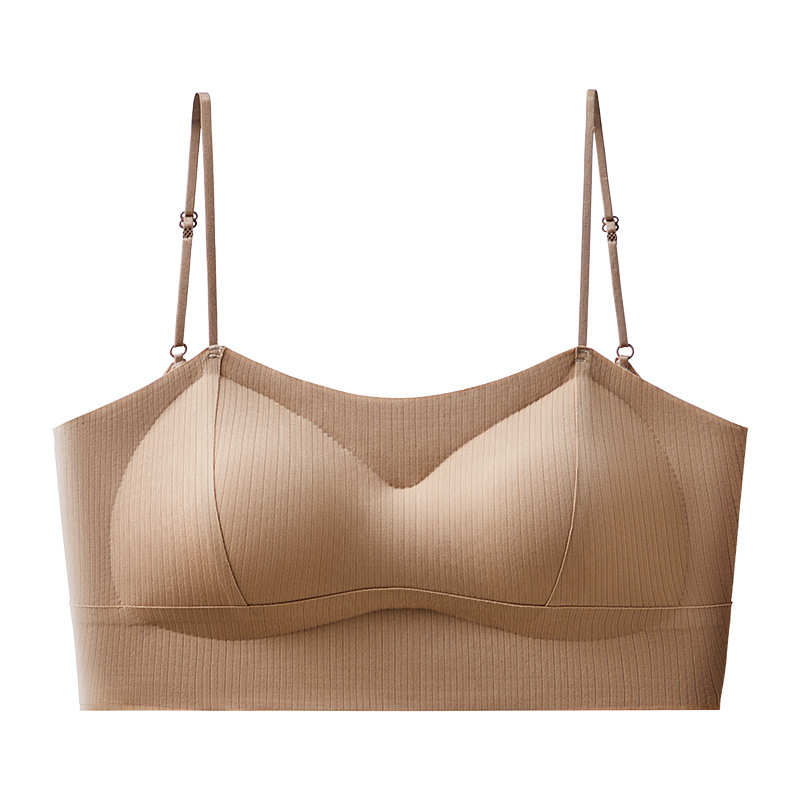 Texture Traceless Large U-Shaped Beautiful Back Sling Wrapped Breast Tube Top Thickened Cup No Steel Ring Base Sports Underwear Bra for Women
