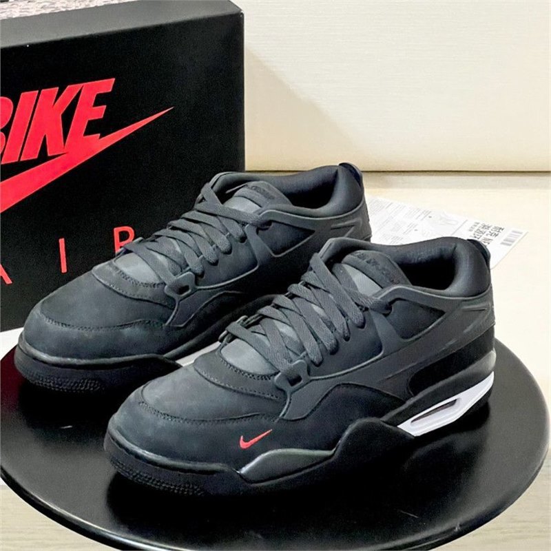 Spring Edition Jordan 4 Collaboration Low-Top Aj4 Rm Retro Black Gray Red Swoosh Versatile Sneakers for Men and Women Casual Sports Shoes
