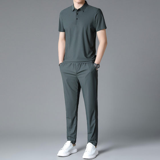 Summer New Business Men's Sports and Leisure Suits for Young and Middle-Aged People, Fashionable and Versatile Two-Piece Suits, High-End Men's Clothing 82