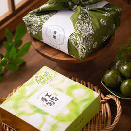 青团包装裹布烘焙饼干清明果绿豆糕蛋黄酥点心礼盒绿色方巾装饰布