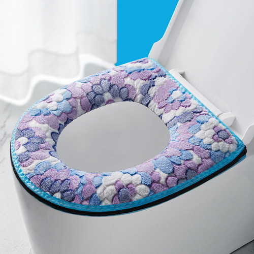Household thickened toilet seat with zipper and buckle, universal toilet seat for all seasons, washable toilet cover