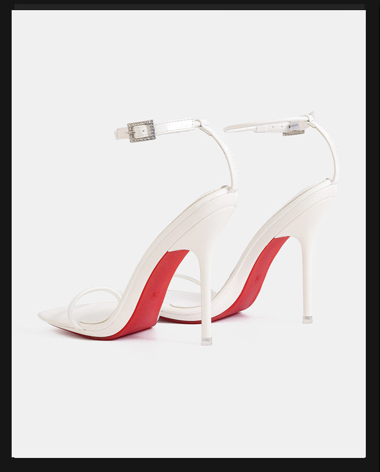 Sandal nữ quai ngang một chữ màu nude, gót nhọn siêu cao, giày thời trang dự tiệc — Màu be, Màu bạc, Màu trắng, Màu tím chi tiết 5
