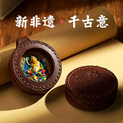 唐卡吊墜女皮殼手工現做量大可定綠度母黃財復古扎基拉姆吊墜