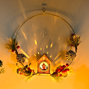Cross-Border Led Light-Emitting Garland Christmas Atmosphere Pendant Holiday Party Home Decoration Red Pine Cone House Pendant