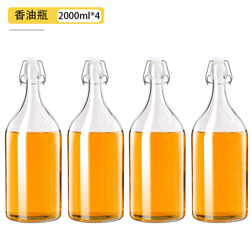 Botella sellada de vidrio de grado alimenticio, hebilla, tapa, aceite de sésamo, botella vacía, olla de aceite de cocina de gran capacidad, botella de bebida condimentada