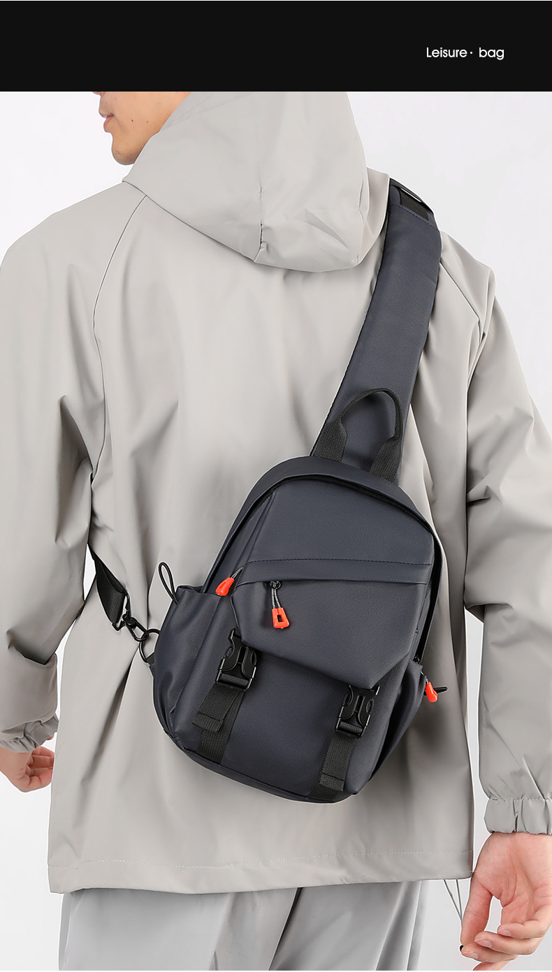 Trendy men's chest bag, crossbody bag, waterproof single-shoulder bag, cycling backpack, outdoor large-capacity men's bag, small bag, chest bag Specification drawing