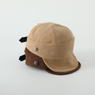 Baby peaked cap spring and autumn soft brim sun hat boys and girls solid color casual corduroy children's hat fashion fashion