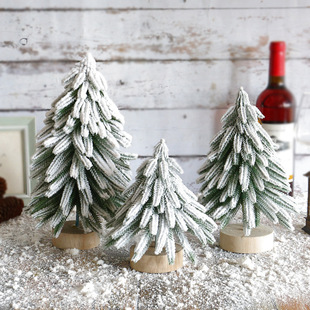 Round Wood Base Christmas Tree Ornaments Amazon Christmas Decorations Flocking Christmas Tree Cedar Decorative Tree