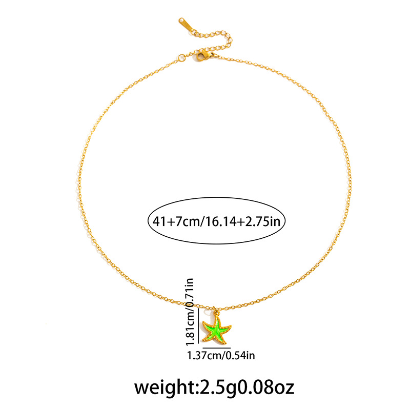 6g Weight 0.03µm Gold Plating Thickness Electroplated Gold Plating Process Golden Plated Plating Material 201 Stainless Steel Pendant Material Pendant Necklace Classification 201 Stainless Steel Chain Material cable chain Chain Type 1 Piece Quantity Holiday, Daily Occasion 201 Stainless Steel Material Starfish, Dolphin, Hippocampus Pattern Women's Gender Hip-Hop Style Plating Craft Cartoon Ocean Starfish Sea Horse Pendant Necklace Women's Luxury Dolphin Clavicle Chain DIY Jewelry Titanium Steel Animal Pattern 27