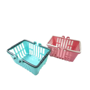 Macaron Color Micro-Shrink Shopping Basket Storage Doll House Props Hand Basket Playhouse Supermarket Vegetable Basket Toy