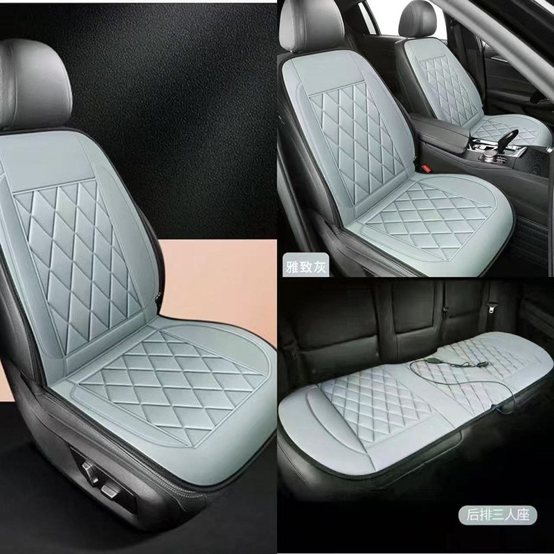 Heated car seat cushion, winter warming car seat cushion with backrest, thickened design, multiple temperature settings, cigarette lighter port, USB quick-heating pad