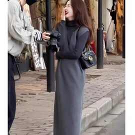 冷淡系女装高级套装气质御姐风时尚灰色背心连衣裙打底衫两件套秋