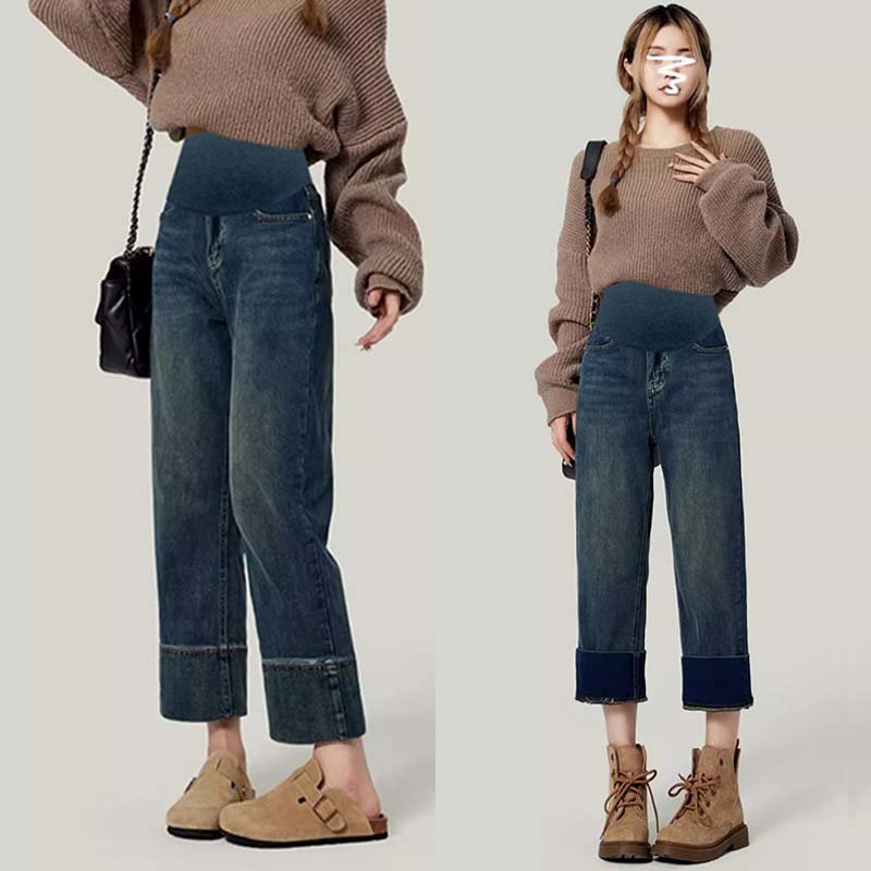Maternity Pants That Don'T Squeeze the Belly, Suitable for Spring and Autumn, Jeans for Outdoor Wear, Straight-Leg Pants for Petite Women in Autumn and Winter, Autumn Clothing, One-Piece Drop Shipping Maternity Pants That Don'T Squeeze the Belly, Suitable for Spring and Autumn, Jeans for Outdoor Wear, Straight-Leg Pants for Petite Women in Autumn and Winter, Autumn Clothing, One-Piece Drop Shipping