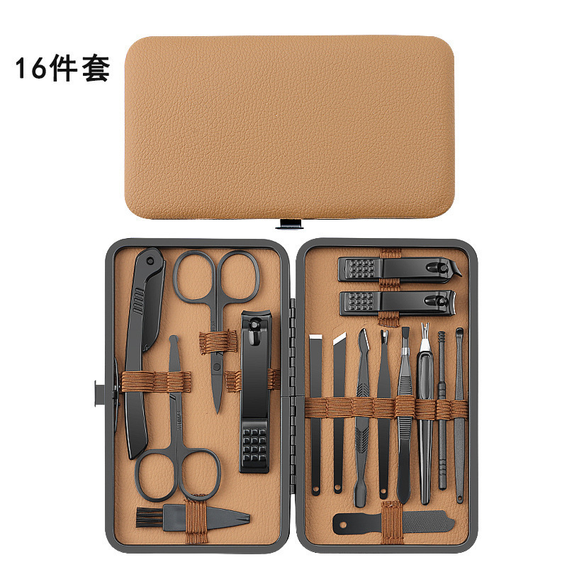 Nailcutter set pinzas de garganta 24 piezas set bolsas de cuero tijeras de uñas caseras pedicura herramientas de manicuras muertas empujadas image 7