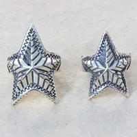 Кольцо из стерлингового серебра с пятиконечной звездой, персонализированное кольцо в стиле панк, мужское указательное кольцо со звездой, тайское серебряное кольцо, открытое женское модное ювелирное изделие