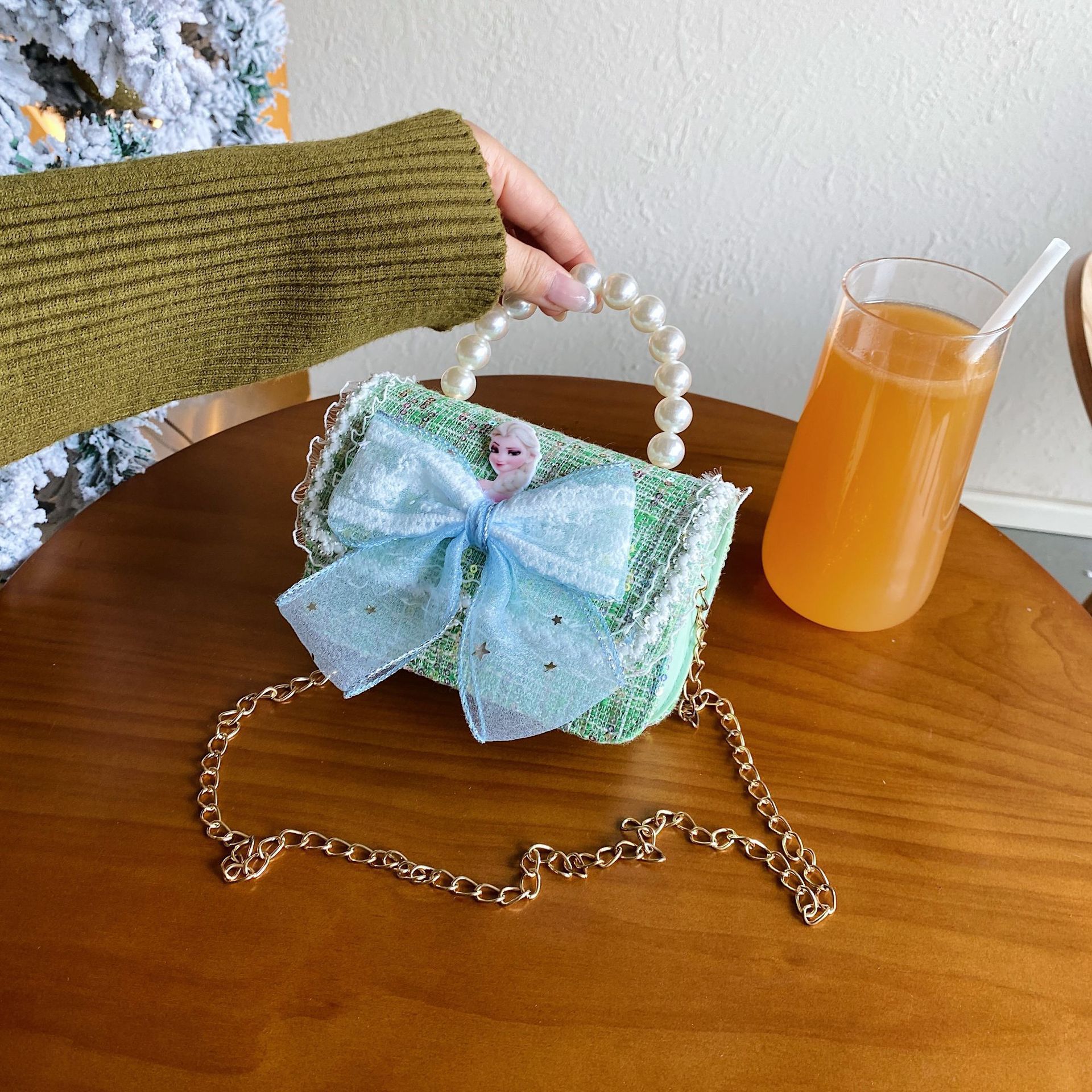 2025 nuevo pequeño viento de fragancia bolsos infantiles mil pájaros pequeños conejos de flores princesa mochila perlas bolsos de moda