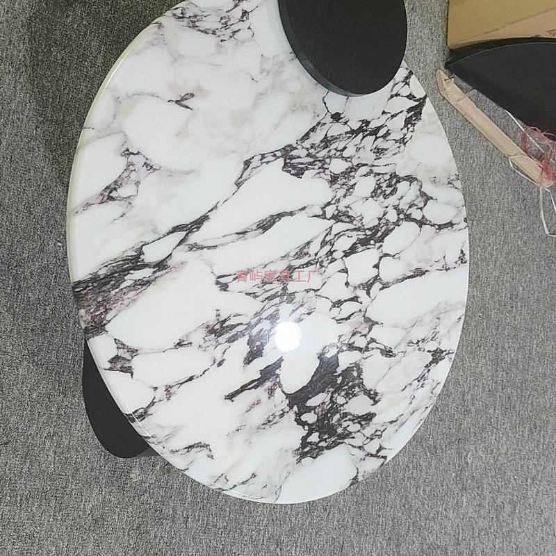 法式大理石茶几岩板家用小户型客厅圆形轻奢中古风简约茶几|undefined