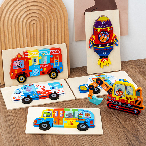 Wooden cognitive three dimensional brainteaser