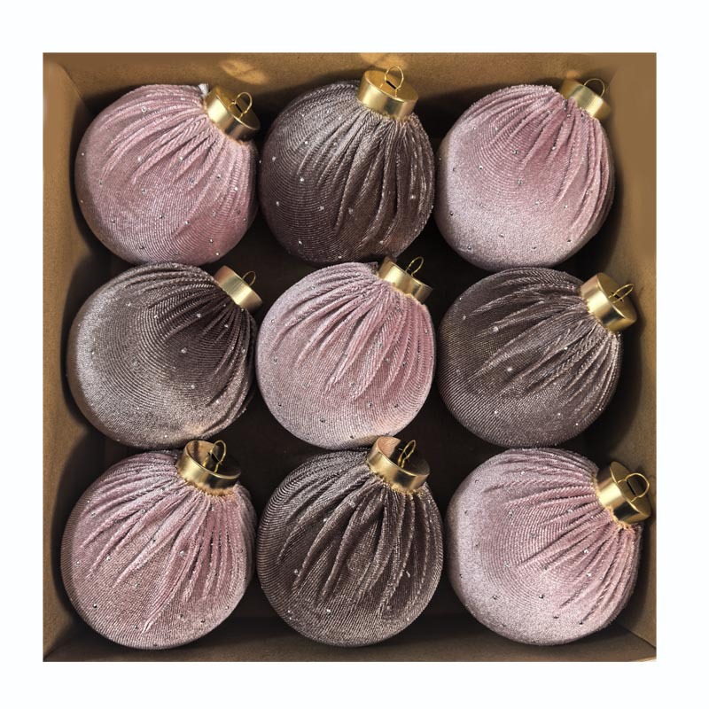 Transfronterizo 8CM set 9 lujo con taladro envuelto tela de peluche bola de Navidad árbol de Navidad bola de decoración de fiesta en casa