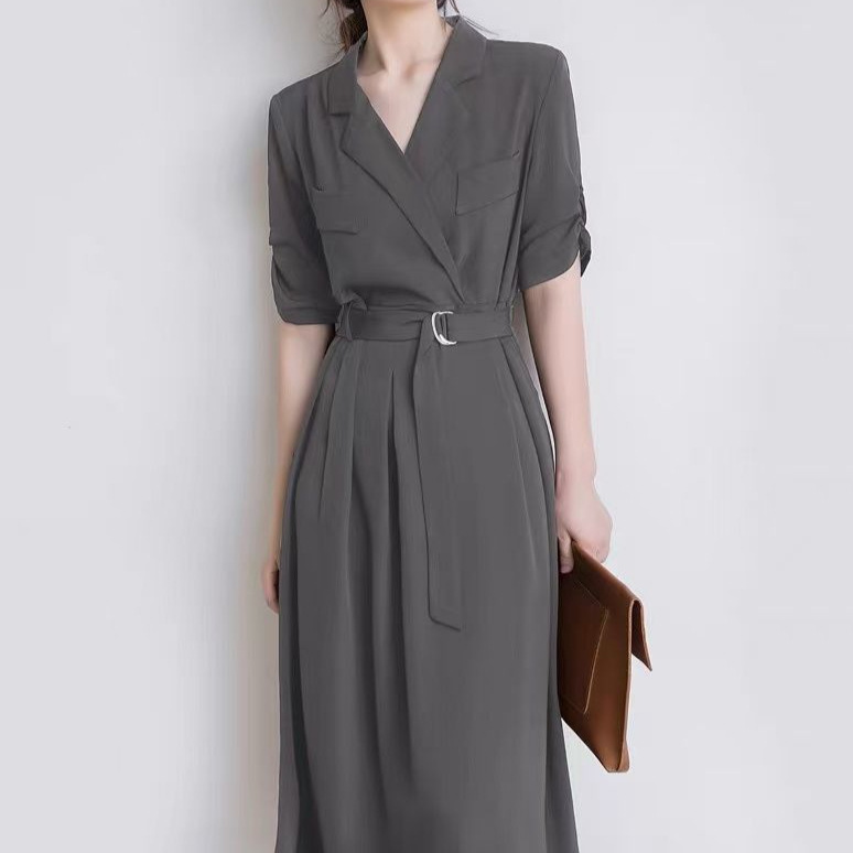 Simple and Elegant Brown Long Suit Dress for Commuting, Women's Summer New Chic Waist-Cinching Slimming Dress Simple and Elegant Brown Long Suit Dress for Commuting, Women's Summer New Chic Waist-Cinching Slimming Dress