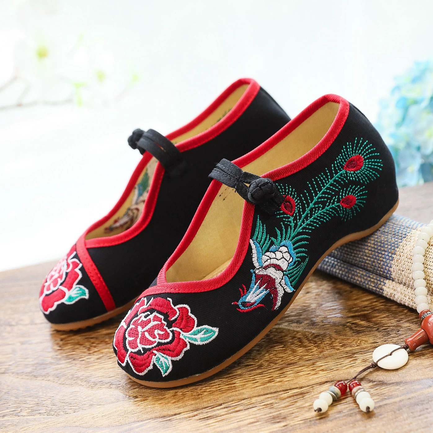 Парусиновая обувь с вышивкой, женская обувь с вышивкой в этническом стиле, весенне-осенняя Женская Однослойная обувь с говяжиной подошвой