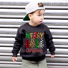 ebay速卖通热销童装套头衫 圣诞树图案印花 圆领休闲套头卫衣