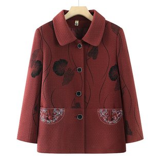 Spring and Autumn Coat for Middle-aged and Elderly People Granny Dress 60-year-old 70-year-old People's Clothes Temperament Old Lady's Mother Autumn Dress Top