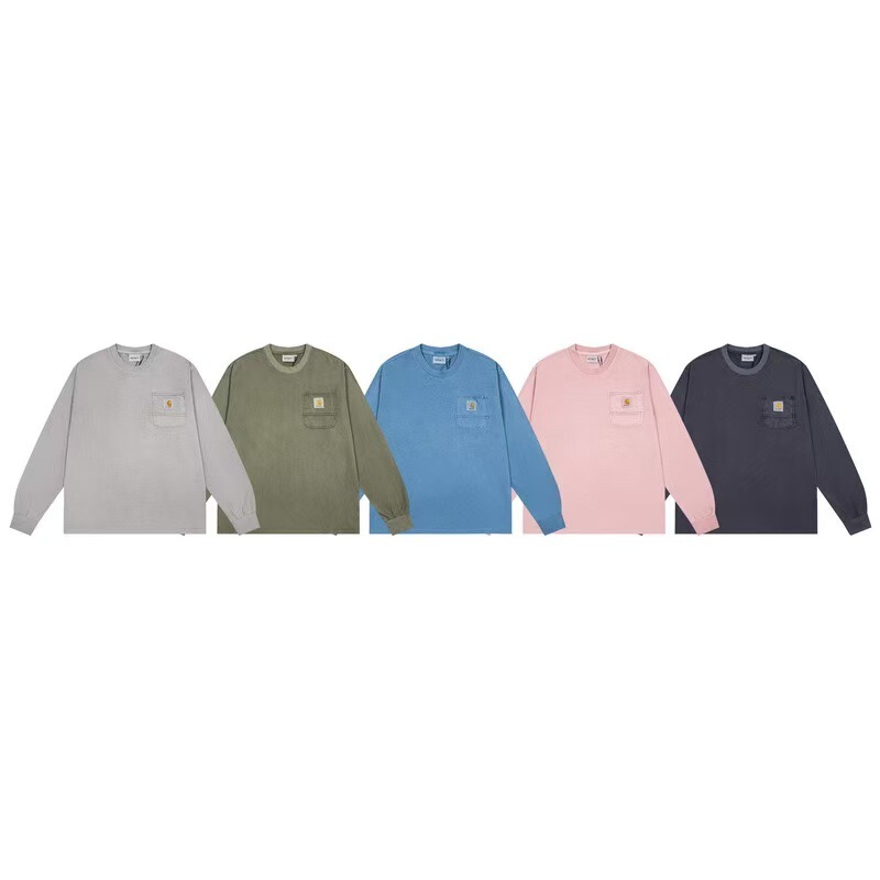 Kaha Classic Small Logo Pocket Long Sleeve T-Shirt, Trendy Brand, Unisex, Solid Color Base Shirt Kaha Classic Small Logo Pocket Long Sleeve T-Shirt, Trendy Brand, Unisex, Solid Color Base Shirt