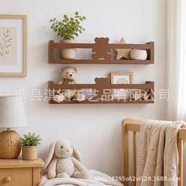跨境墙上置物架壁挂式一字板木制浮动隔板收纳架客厅装饰置物架