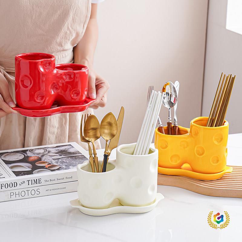 ⇜ Nordic-style chopstick holder, ceramic chopstick rack, household chopstick draining container, chopstick bucket, chopstick cage, storage rack for chopsticks