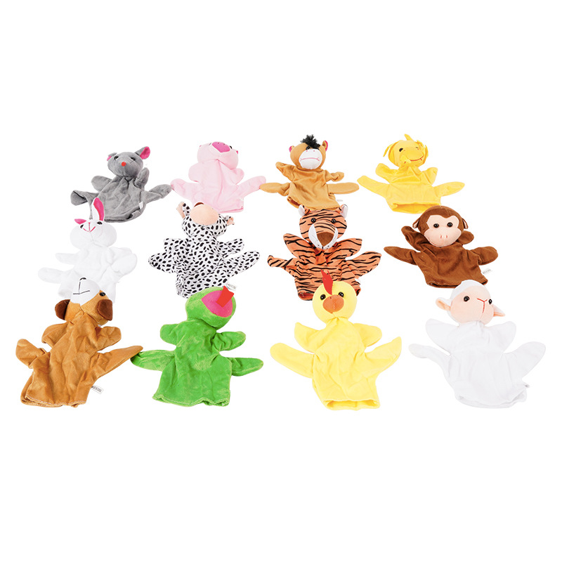 Muñeca del zodiaco animal muñeca de dedo muñeca de dedo muñeca de pequeño conjunto 12 guantes para niños de jardín de infantes muñeca de lectura juguete