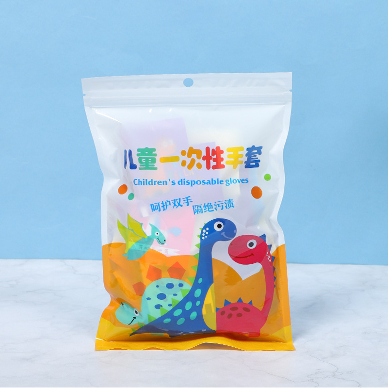子供用使い捨て手袋厚手食品級飲食学生用子供手袋絵画peプラスチック透明手袋|undefined