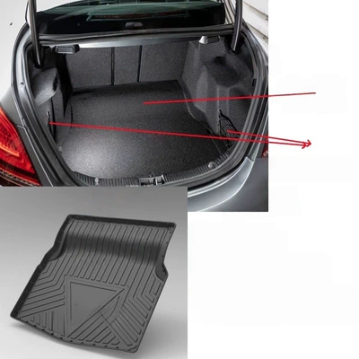 Wheel Mercedes-Benz C-Class W205/C-Class/C63/C200/C180 | Universal Foot Pad - 14-21-c-class-w205-four-door-sedan-trunk-mat-suitable-for-a-slope-at-the-front-and-net-pockets-on-both-sides-full-tpe-special-car-dedicated