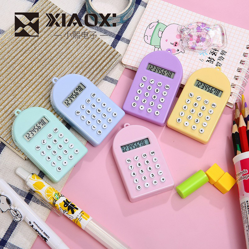 Macaron Color Semicircle Maze Calculator 8-Bit Display Electronic Calculator Maze Fun Toy Pendant Gift