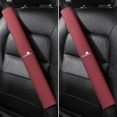 Seat belt shoulder pad X1X3X4X5X6 seat belt shoulder guard extended - bmw-m-white-label-50cm-suede-a-pair-of-burgundy-shoulder-pads