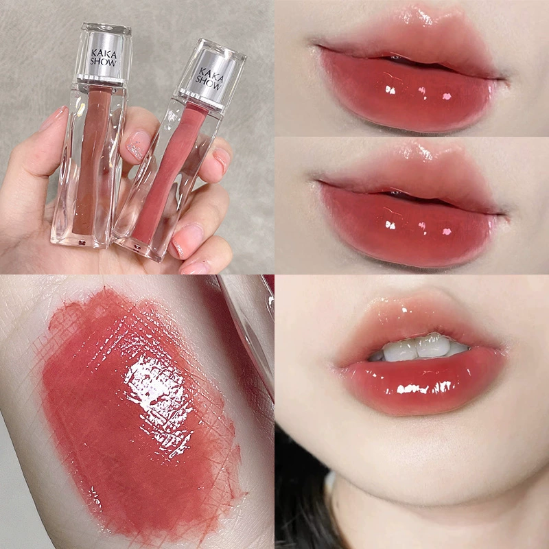 kakashow Transparent moisturizing lip gloss, matte lipstick, mirror effect, plump lips effect