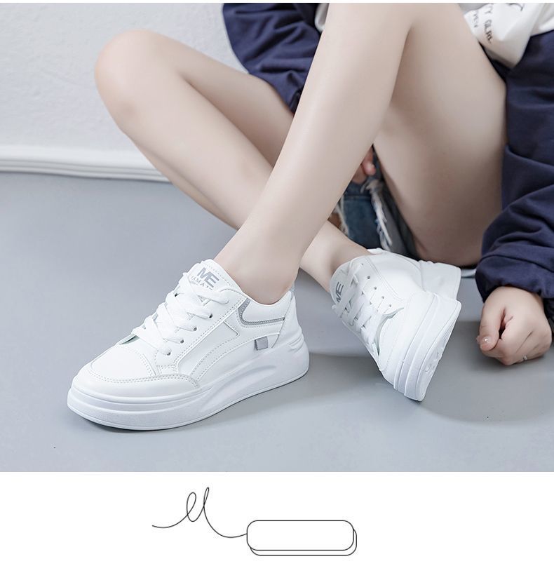 Bianco Primavera 2024 Nuovo Sport Studente Versatile Spesso Casual Tavola Morbida Suola Corsa Scarpe da Donna Scuola Media_voghion.com