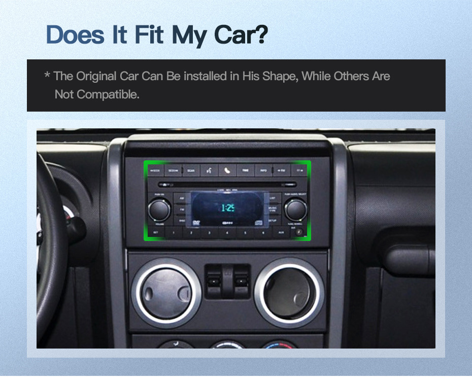 Suitable for Jeep Wrangler, Compass, Patriot Car Central Control Screen Navigation, Reversing Image, Car Play