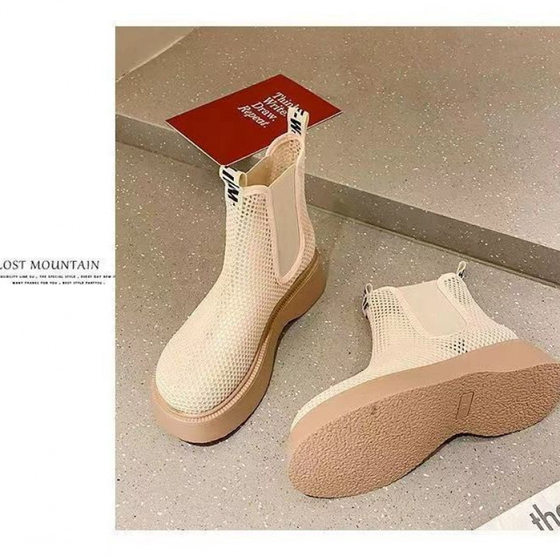 Fashion Hollow Boots Women's Summer Thin Mesh Martin Boots Single Boots Short Tube Breathable Mesh Boots for Office workers Net Cool Boots