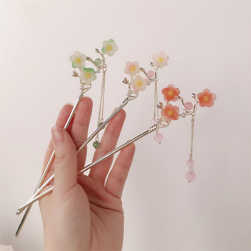 Temperamento antiguo Magnolia flecos horquilla nuevo tocado chino horquilla paso a paso horquilla cheongsam Hanfu horquilla horquilla accesorios para el cabello